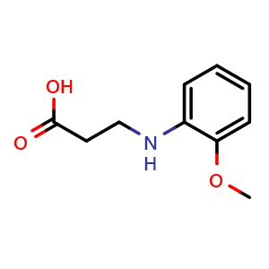 Chemical structure of 3-[(2-methoxyphenyl)amino]propanoic acid , CAS 3334-66-5, AChemBlock AD287829