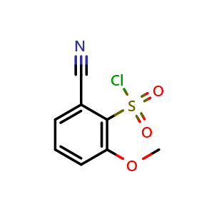 Chemical structure of 2-Cyano-6-methoxybenzenesulfonyl chloride , CAS 1261836-87-6, AChemBlock AD287834