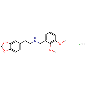 Chemical structure of 2-(Benzo[d][1,3]dioxol-5-yl)-N-(2,3-dimethoxybenzyl)ethan-1-amine hydrochloride , CAS 430433-40-2, AChemBlock AD287836