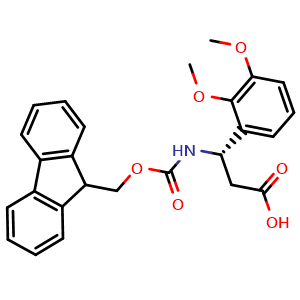 Chemical structure of (S)-3-((((9H-fluoren-9-yl)methoxy)carbonyl)amino)-3-(2,3-dimethoxyphenyl)propanoic acid , CAS 501015-36-7, AChemBlock AD287838