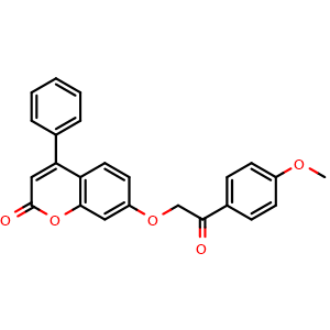 Chemical structure of 7-(2-(4-Methoxyphenyl)-2-oxoethoxy)-4-phenyl-2H-chromen-2-one , CAS 242133-74-0, AChemBlock AD287863
