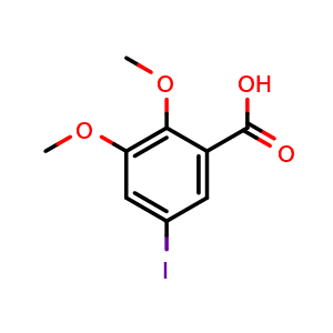 Chemical structure of 5-Iodo-2,3-dimethoxybenzoic acid , CAS 134419-42-4, AChemBlock AD287871