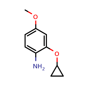 Chemical structure of 2-cyclopropoxy-4-methoxyaniline , CAS 1243394-48-0, AChemBlock AD287877