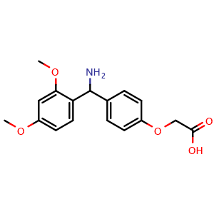 Chemical structure of 2-(4-(Amino(2,4-dimethoxyphenyl)methyl)phenoxy)acetic acid , CAS 142115-01-3, AChemBlock AD287880