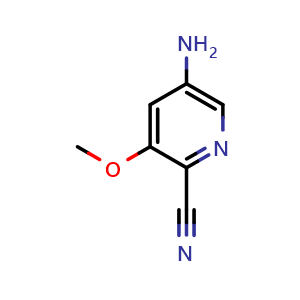 Chemical structure of 5-Amino-3-methoxypicolinonitrile , CAS 573762-39-7, AChemBlock AD287885