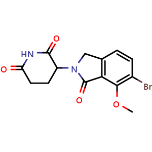 Chemical structure of 3-(6-Bromo-7-methoxy-1-oxoisoindolin-2-yl)piperidine-2,6-dione , CAS 2438242-13-6, AChemBlock AD287889