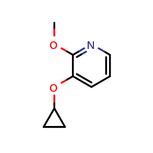 Chemical structure of 3-cyclopropoxy-2-methoxypyridine , CAS 1243390-68-2, AChemBlock AD287890