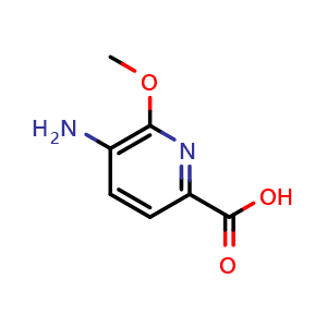 Chemical structure of 5-Amino-6-methoxypicolinic acid , CAS 1256793-40-4, AChemBlock AD287892
