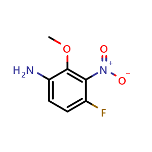 Chemical structure of 4-Fluoro-2-methoxy-3-nitroaniline , CAS 2090542-75-7, AChemBlock AD287894