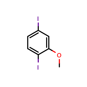 Chemical structure of 1,4-diiodo-2-methoxybenzene , CAS 906557-98-0, AChemBlock AD287897