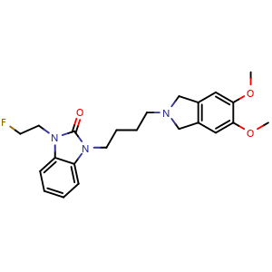 Chemical structure of 1-[4-(5,6-Dimethoxyisoindolin-2-yl)butyl]-3-(2-fluoroethyl)-1H-benzo[d]imidazol-2(3H)-one , CAS 2860554-31-8, AChemBlock AD287903