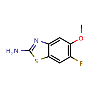 Chemical structure of 6-Fluoro-5-methoxybenzo[d]thiazol-2-amine , CAS 1344684-78-1, AChemBlock AD287905