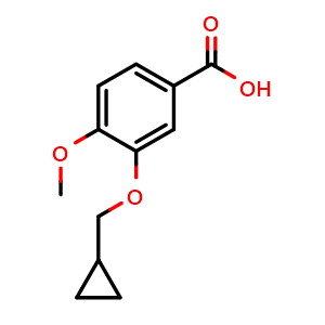 Chemical structure of 3-(Cyclopropylmethoxy)-4-methoxybenzoic acid , CAS 159783-28-5, AChemBlock AD287911