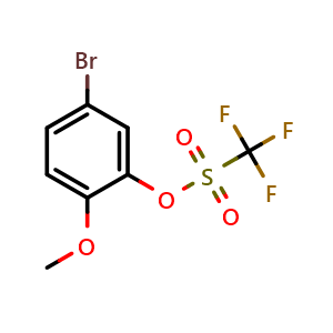 Chemical structure of 5-Bromo-2-methoxyphenyl 1,1,1-trifluoromethanesulfonate , CAS 1446016-61-0, AChemBlock AD287912