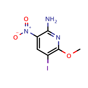Chemical structure of 5-Iodo-6-methoxy-3-nitropyridin-2-amine , CAS 868539-54-2, AChemBlock AD287915