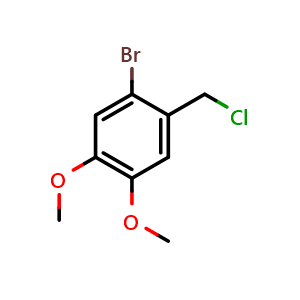 Chemical structure of 1-Bromo-2-(chloromethyl)-4,5-dimethoxybenzene , CAS 54370-01-3, AChemBlock AD287917