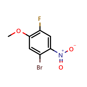 Chemical structure of 1-Bromo-4-fluoro-5-methoxy-2-nitrobenzene , CAS 445441-57-6, AChemBlock AD287918