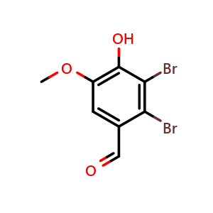 Chemical structure of 2,3-Dibromo-4-hydroxy-5-methoxybenzaldehyde , CAS 2973-75-3, AChemBlock AD287927