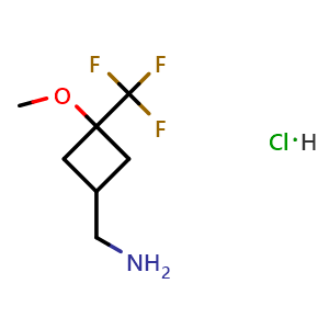 Chemical structure of [3-Methoxy-3-(trifluoromethyl)cyclobutyl]methanamine Hydrochloride , CAS 2408966-47-0, AChemBlock AD287929