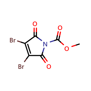 Chemical structure of Methyl 3,4-dibromo-2,5-dioxo-2,5-dihydro-1H-pyrrole-1-carboxylate , CAS 1442447-48-4, AChemBlock AD287934