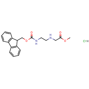 Chemical structure of Methyl (2-((((9H-fluoren-9-yl)methoxy)carbonyl)amino)ethyl)glycinate hydrochloride , CAS 172405-43-5, AChemBlock AD287935