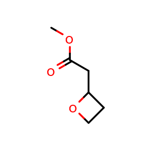 Chemical structure of Methyl 2-(Oxetan-2-yl)acetate , CAS 2111786-72-0, AChemBlock AD287940