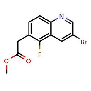 Chemical structure of methyl 2-(3-bromo-5-fluoroquinolin-6-yl)acetate , CAS 1022092-63-2, AChemBlock AD287945