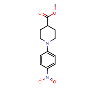 Chemical structure of methyl 1-(4-nitrophenyl)piperidine-4-carboxylate , CAS 7595-60-0, AChemBlock AD287948