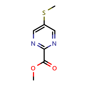 Chemical structure of Methyl 5-(methylthio)pyrimidine-2-carboxylate , CAS 1459749-04-2, AChemBlock AD287956