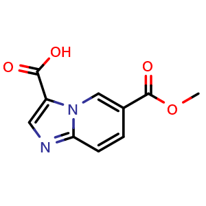 Chemical structure of 6-methoxycarbonylimidazo[1,2-a]pyridine-3-carboxylic acid , CAS 1427082-31-2, AChemBlock AD287961