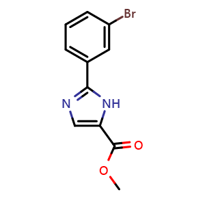 Chemical structure of Methyl 2-(3-bromophenyl)-1H-imidazole-5-carboxylate , CAS 1250619-41-0, AChemBlock AD287963