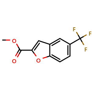 Chemical structure of Methyl 5-(trifluoromethyl)benzofuran-2-carboxylate , CAS 1407521-96-3, AChemBlock AD287965