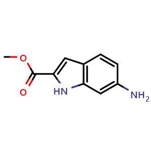 Chemical structure of Methyl 6-amino-1H-indole-2-carboxylate , CAS 167027-30-7, AChemBlock AD287966