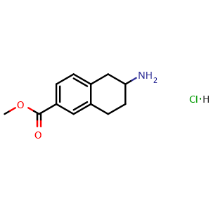 Chemical structure of Methyl 6-Amino-5,6,7,8-tetrahydronaphthalene-2-carboxylate hydrochloride , CAS 1355592-47-0, AChemBlock AD287967