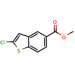 Chemical structure of Methyl 2-Chlorobenzo[b]thiophene-5-carboxylate , CAS 2112441-32-2, AChemBlock AD287968