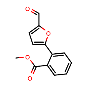Chemical structure of Methyl 2-(5-formylfuran-2-yl)benzoate , CAS 240121-97-5, AChemBlock AD287972