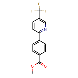 Chemical structure of Methyl 4-[5-(trifluoromethyl)pyridin-2-yl]benzoate , CAS 223127-48-8, AChemBlock AD287978