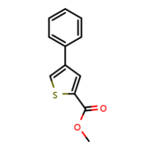 Chemical structure of Methyl 4-phenylthiophene-2-carboxylate , CAS 21676-90-4, AChemBlock AD287982