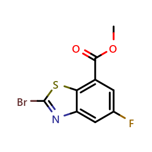 Chemical structure of Methyl 2-bromo-5-fluorobenzo[d]thiazole-7-carboxylate , CAS 1427445-29-1, AChemBlock AD287991