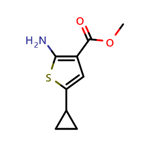 Chemical structure of Methyl 2-amino-5-cyclopropylthiophene-3-carboxylate , CAS 439692-97-4, AChemBlock AD287993