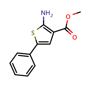 Chemical structure of Methyl 2-Amino-5-phenylthiophene-3-carboxylate , CAS 61325-02-8, AChemBlock AD287994