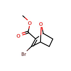 Chemical structure of Methyl 3-Bromo-7-oxabicyclo[2.2.1]hept-2-ene-2-carboxylate , CAS 943828-20-4, AChemBlock AD287999