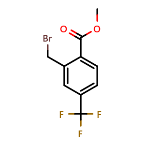 Chemical structure of 2-(Bromomethyl)-4-(trifluoromethyl)benzoic acid methyl ester , CAS 157652-26-1, AChemBlock AD288003