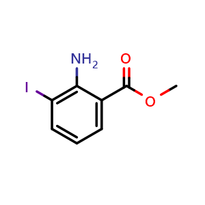 Chemical structure of Methyl 2-amino-3-iodobenzoate , CAS 180161-60-8, AChemBlock AD288004