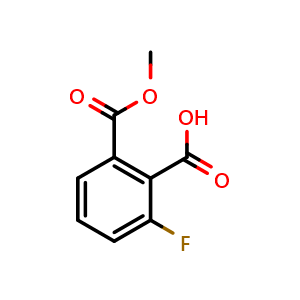Chemical structure of 2-Fluoro-6-(methoxycarbonyl)benzoic acid , CAS 1256593-39-1, AChemBlock AD288005