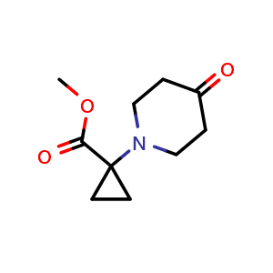 Chemical structure of Methyl 1-(4-oxopiperidin-1-yl)cyclopropane-1-carboxylate , CAS 1817677-58-9, AChemBlock AD288008