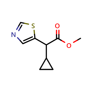 Chemical structure of Methyl 2-Cyclopropyl-2-(5-thiazolyl)acetate , CAS 2110689-78-4, AChemBlock AD288009