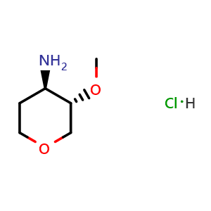 Chemical structure of (3S,4R)-3-methoxytetrahydropyran-4-amine hydrochloride , CAS 2287346-64-7, AChemBlock AD288015