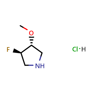 Chemical structure of (3R,4R)-3-fluoro-4-methoxy-pyrrolidine hydrochloride , CAS 1523530-49-5, AChemBlock AD288016