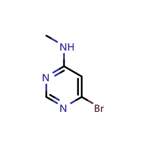 Chemical structure of 6-Bromo-N-methylpyrimidin-4-amine , CAS 1209458-21-8, AChemBlock AD288031